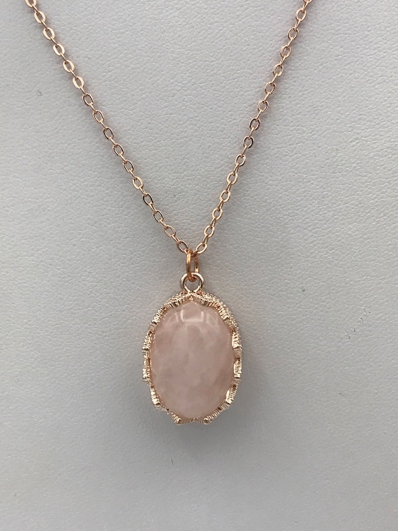rose gold rose quartz necklace, rose gold necklace, rose quartz necklace, blush pink, bridesmaid necklace, bridesmaid gift, rose gold,