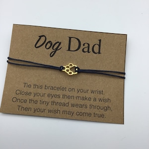 Hond papa wens armband, hond ouder cadeau, dierenliefhebber, vriendschap, kaart cadeau, hondenpoot, hondenpapa,