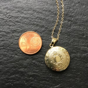 Gold locket, with choose your chain, photo locket, gift for her, add your photo, image 2