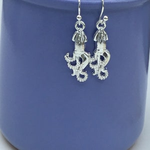 Squid Earrings, silver squid earrings, squid jewelry image 3