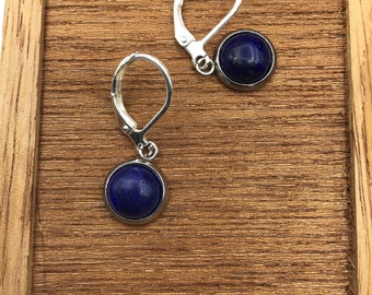 Silver lapis lazuli Earrings, lapis lazuli Earrings, silver Leverback Earrings, Bridal Jewelry, blue stone earrings, lapis earrings,