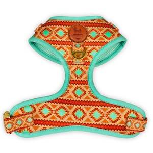 Southwest Spirit Harness | Southwestern Pattern | No-Pull Neoprene Padded Dog Harness | Gold Metal Buckle & Hardware