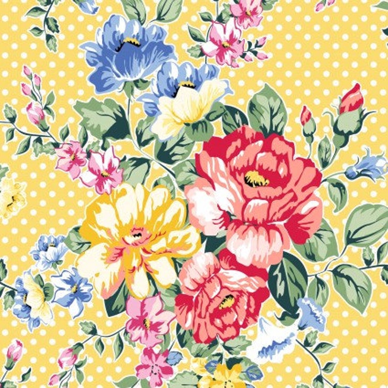Cherry Lemonade Yellow cotton quilting fabric In the Beginning Etsy