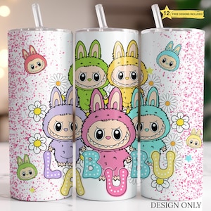 Trend Pink Cartoon 20oz Skinny Tumbler, Cartoon 20 oz Tumbler Wrap, Cartoon Characters 20oz Tumbler Png, Straight and Tapered 20oz Wrap