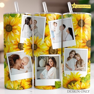 Tumbler con foto di girasoli: design a sublimazione senza soluzione di continuità (download digitale PNG)