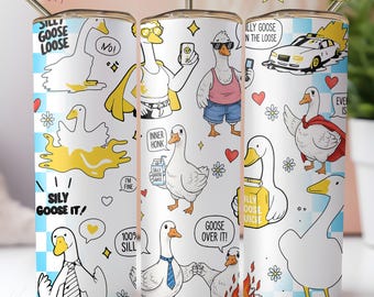 Funny Goose 20oz Tumbler Wrap PNG, Seamless Sublimation (Digital Download)