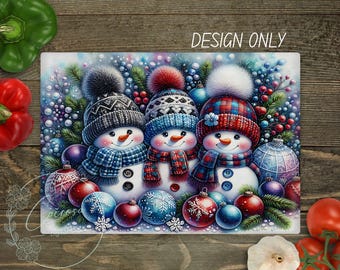 Snowman, Christmas Magic Cutting Board Design Download, Christmas Cutting Board PNG, Cutting Board Printable PNG, Snowman Cutting Board PNG