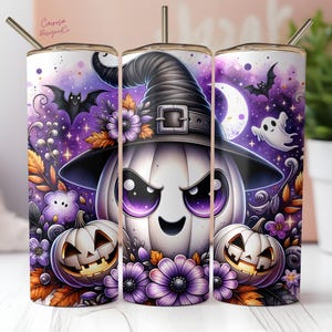 Halloween Spooky Season  20 oz Skinny Tumbler Wrap Sublimation Png, Character Retro Halloween Pumpkin 20 oz Skinny Tumbler Wrap Png