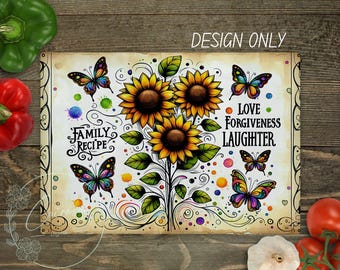 Sonnenblume Schneidebrett Sublimationsdesign: Rustikales Blumen PNG (Digitaler Download)