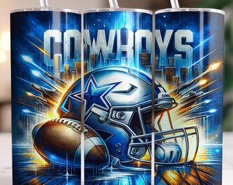 Cowboys Football Tumbler Wrap: 20oz Skinny Sublimation Design (PNG Digital Download)