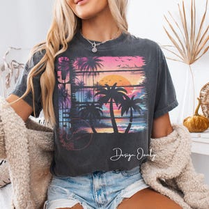 Retro Summer Sunset Beach PNG: Shirt Sublimation Design (Digital Download)