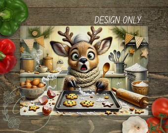 Christmas Glass Cutting Board PNG – Holiday Kitchen Decor Sublimation Design, Printable Digital Download