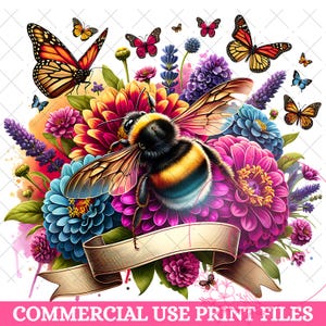 Floral Bee Sublimation Design: Spring T-Shirt & Tumbler PNG (Digital Download)