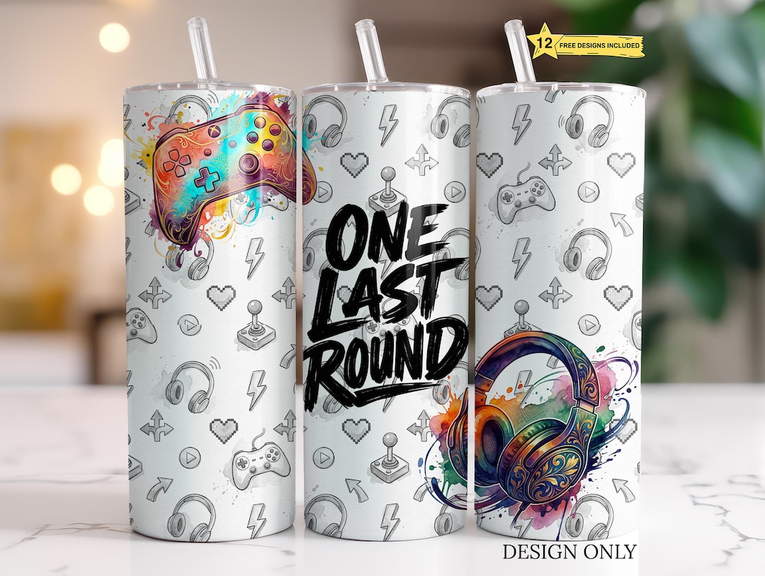 Neon Gamer 20oz Skinny Tumbler Wrap PNG – Video Game Controller ...
