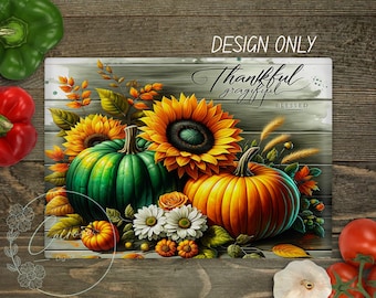 Thankful Grateful Blessed Cutting Board Design: Christian Fall PNG (Digital Download)