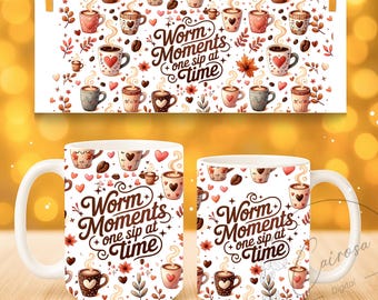 Coffee Hug 11oz & 15oz Mug Wrap, Cute Mug Wrap Sublimation Design PNG, Coffee Cup Template, Coffee Lover Mug Press Design Digital Download