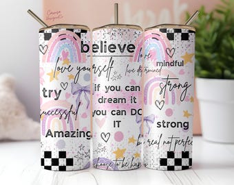 Positive Affirmations Becher Sublimationsmuster: Coquette Retro (Digitaler Download)