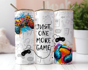 Watercolor Gamer Tumbler Wrap: 20oz Skinny Cup Sublimation (PNG Digital Download)