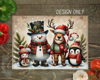 Reindeer Snowman Christmas Cutting Board Design Letter to Santa PNG Digital Download