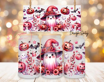 Halloween Geist & Kürbis Glasdosenverpackung: Spooky Boo Design (Digitaler Download)
