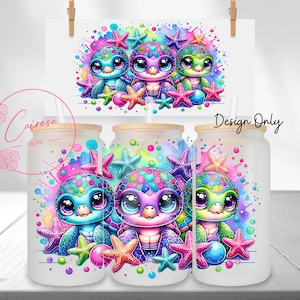 Turtle Glass Can Wrap Sublimation Design: Sea Life PNG (Digital Download)