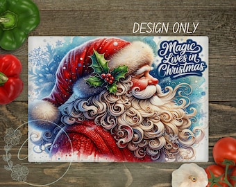Santa Claus Cutting Board Design: Christmas Magic, Kitchen Decor (PNG Digital Download)