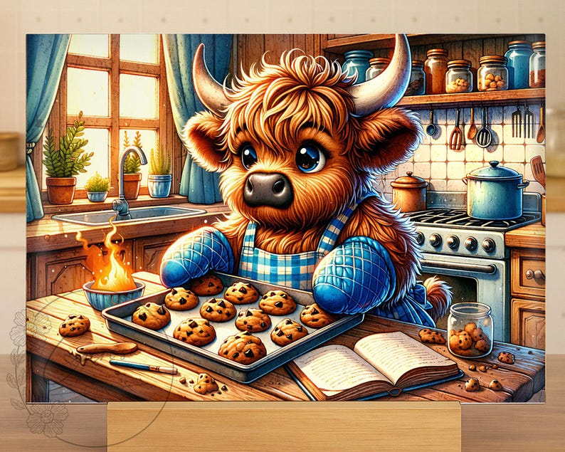 Highland Cow Cutting Board PNG: Funny Kitchen Sublimation Design ...