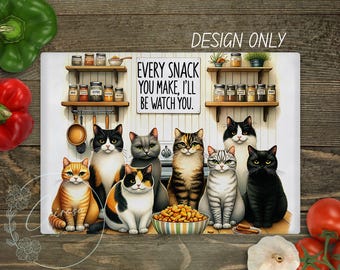 Funny Cat Sublimation Design: Kitchen Cutting Board PNG (Digital Download, 300 DPI)