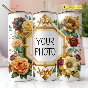 Personalized Photo Tumbler Wrap: Glitter Sublimation Design (PNG Digital Download)