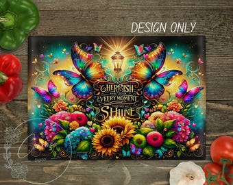 Sonnenblume Schneidebrett PNG - Rustikales Blumen Sublimationsdesign, glückliches Familienrezept Küchendekor Digitaler Download