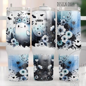 Spooky Halloween Ghost Tumbler Wrap 40 Unzen Sublimationsdesign (PNG Download)