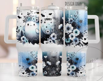 Spooky Halloween Ghost Tumbler Wrap 40oz sublimatieontwerp (PNG-download)