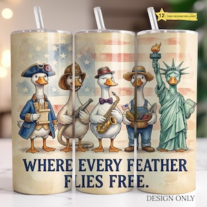 USA Patriotic Goose Tumbler Wrap PNG - Rot Weiß Blau Patchwork 4.Juli Design (Digitaler Download)