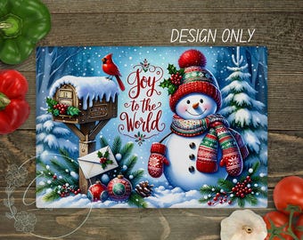 Snowman Cutting Board Sublimation Design: Winter Christmas PNG, SVG (Digital Download)