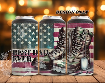 Dad Best Ever Patriotic Tumbler Wrap 4 in 1 Can Cooler PNG Design, Flag Father's Day Sublimation Tumbler PNG, 4in1 Cooler Wrap Download