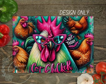 Diseño de sublimación de tabla de cortar de gallo: Cocina rústica PNG (Descarga digital)
