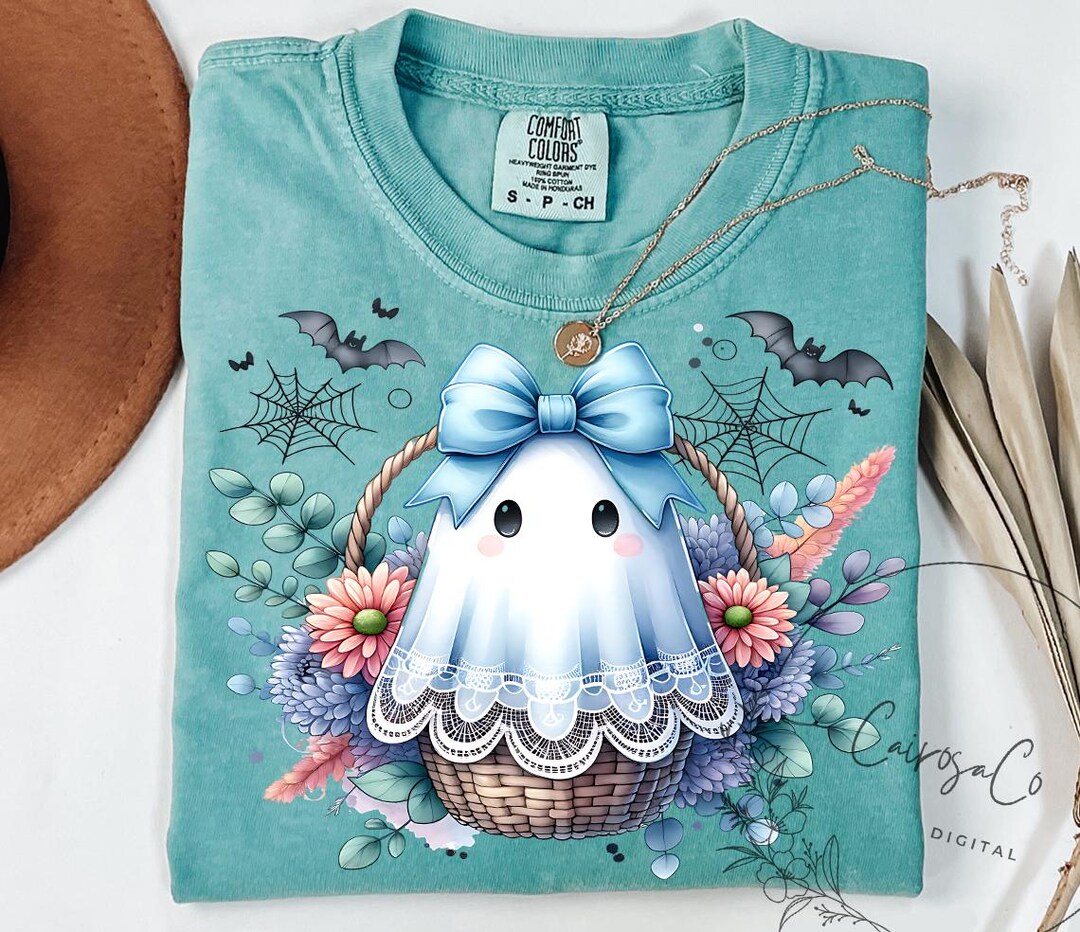 Cute Ghost Retro PNG, Fall Halloween Sublimation Design With Bows and ...
