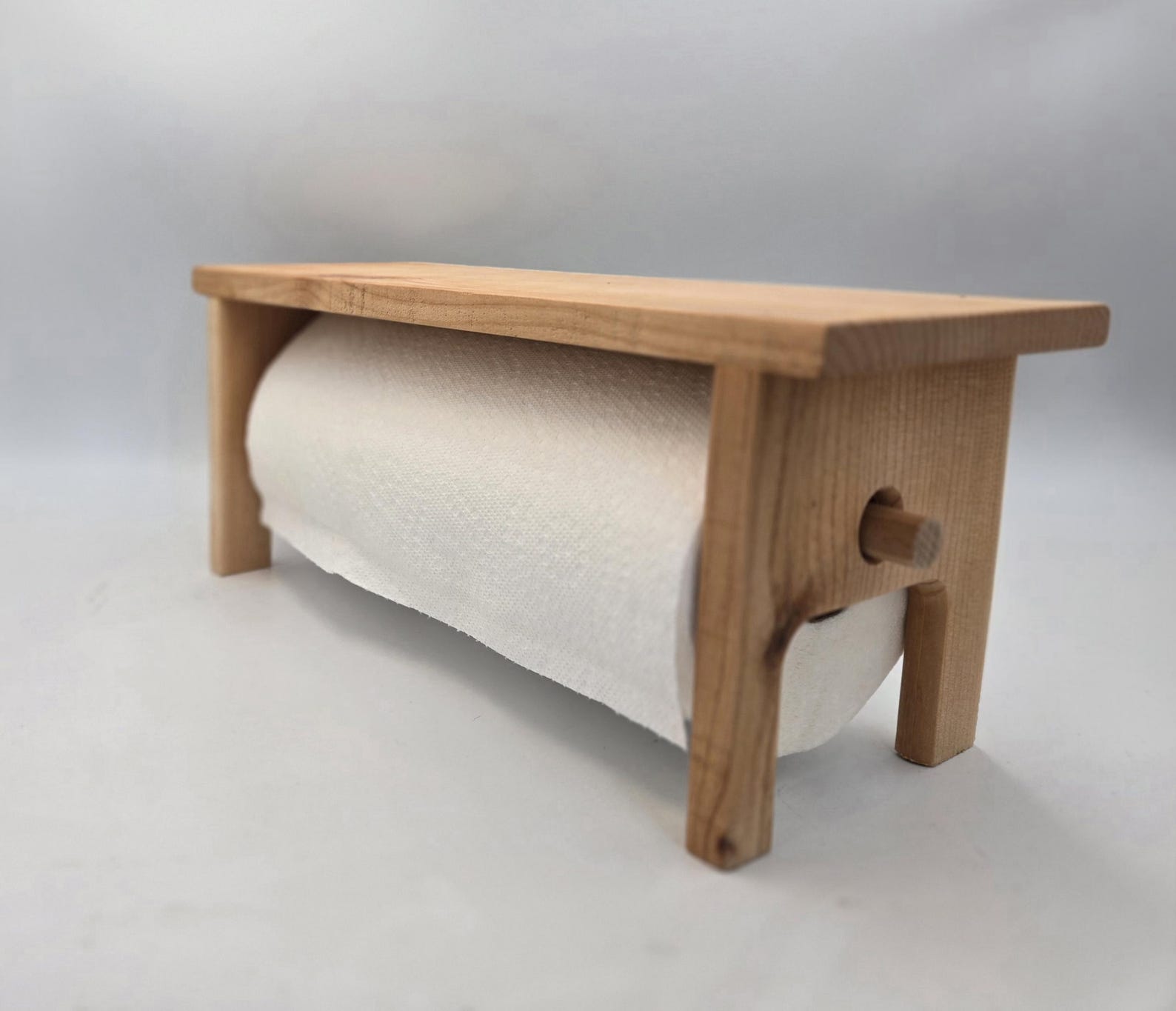 Cedar Paper Towel Bench Caddy (no Back) – Handmade Kitchen Organizer ...