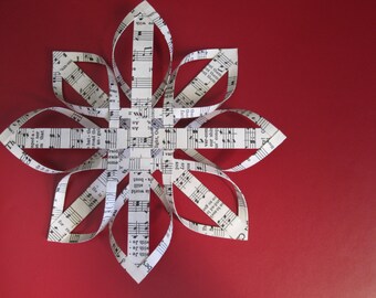 Vintage Hymnal Ornament-Finnish Star Ornament-Woven Paper Ornament-3D Star-Music Ornament-Musician Gift-Teacher Gift-Religious Ornament