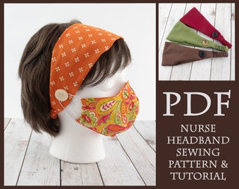 DIY nurse headband with buttons sewing pattern and tutorial | face mask ear saver | medical | nursing assistant | downloadable digital PDF