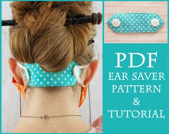 DIY ear saver for face mask sewing pattern and tutorial | instant PDF download | sore ear relief | ear saver with buttons