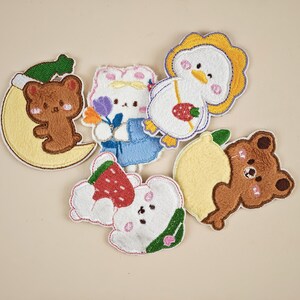 Cute Animal Patches, Chenille Patch, Bear, Duck, Dog, Cat Iron On Appliques for Kids Clothes, Schoolbags Patch, DIY Patch for Jacket