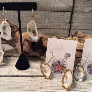 Oyster Shell 1.2&quot; Hoop Earrings