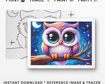 Night Owl Paint Party Template: DIY Paint & Sip (Digital File)