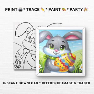 Conejito de Pascua / Plantillas para fiestas de pintura / Manualidades para fiestas de pintura, Kits de pintura / Pintura y bebida / Imprimible, Archivo digital