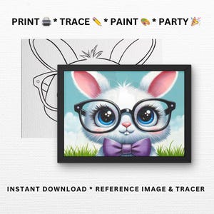 Conejito de primavera / Plantillas para fiestas de pintura / Hazlo tú mismo para fiestas de pintura, kits de pintura / Pinta y bebe / Imprimible, archivo digital