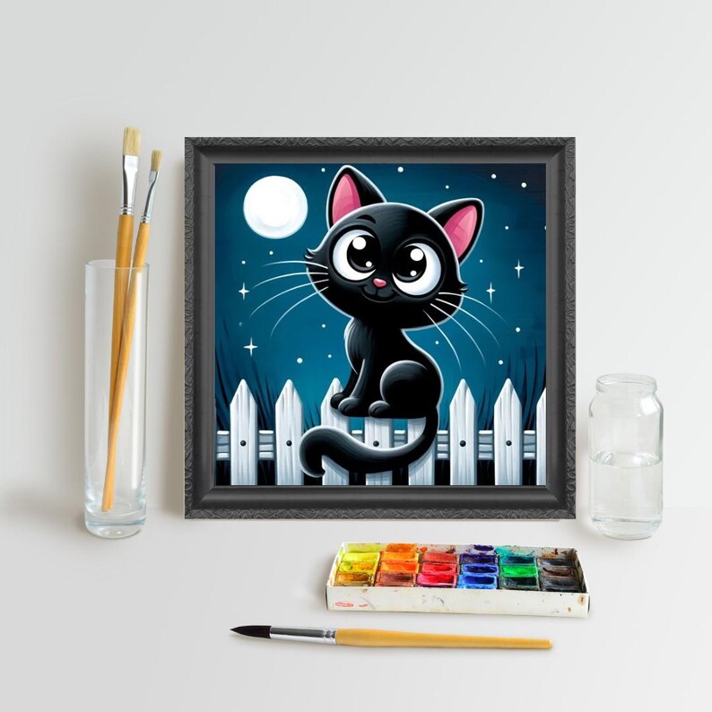 Cat Paint Party Template | Printable Stencil & Color Guide (digital ...