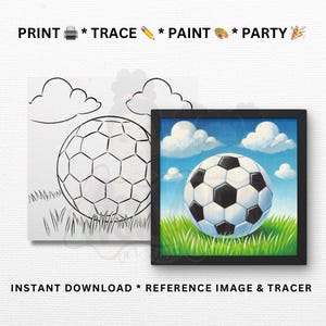 Plantillas para fiestas de pintura / Balones de fútbol / Hazlo tú mismo para fiestas de pintura, kits de pintura / Pinta y bebe / Imprimible, archivo digital
