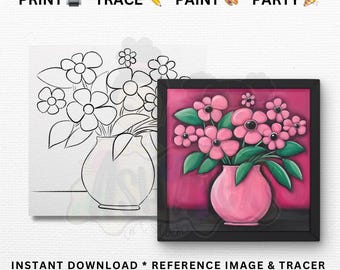 Blumenfarbe Party Vorlage: Druckbare Schablone & Farbführer (Digitaler Download)