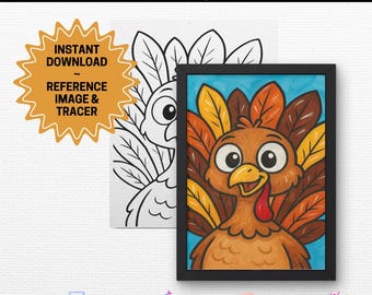 Cheerful Turkey Paint Party Template | PNG JPG | Sip and Paint Kits | Instant Download